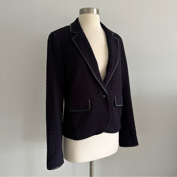 Tory Burch Navy Blue Textured Blazer Jacket M - Picture 1 of 10